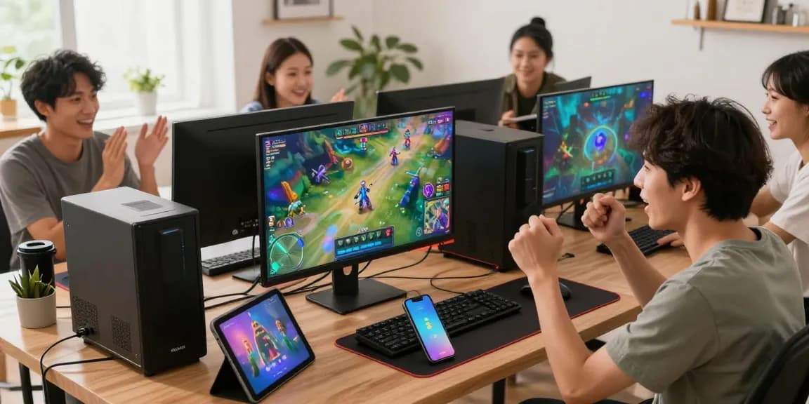Exciting online gaming moment at https://gemwin.pics/ with diverse players enjoying various games in a vibrant setting.