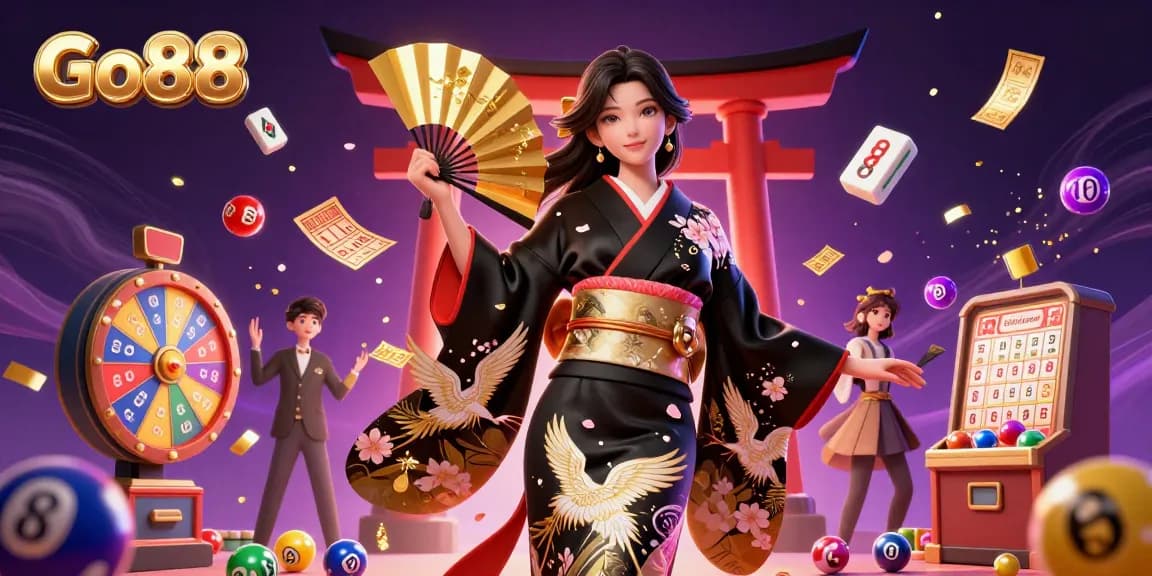 Experience thrilling moments with Go88 as colorful games come alive in an immersive casino scene.