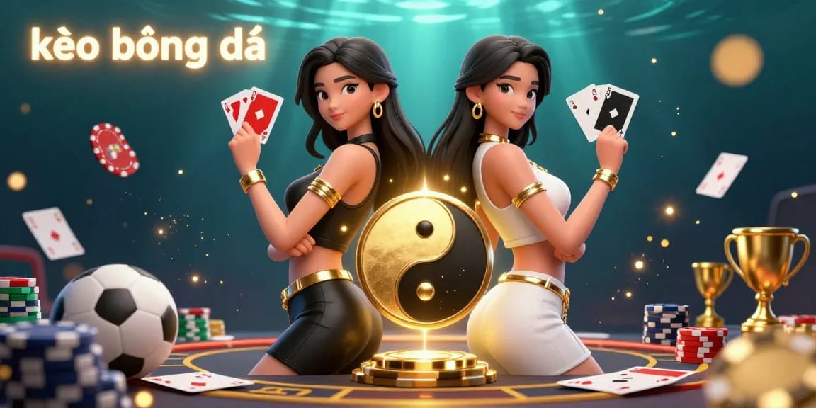 Engage with kèo bóng đá through dynamic sports betting elements featured in a captivating digital illustration.