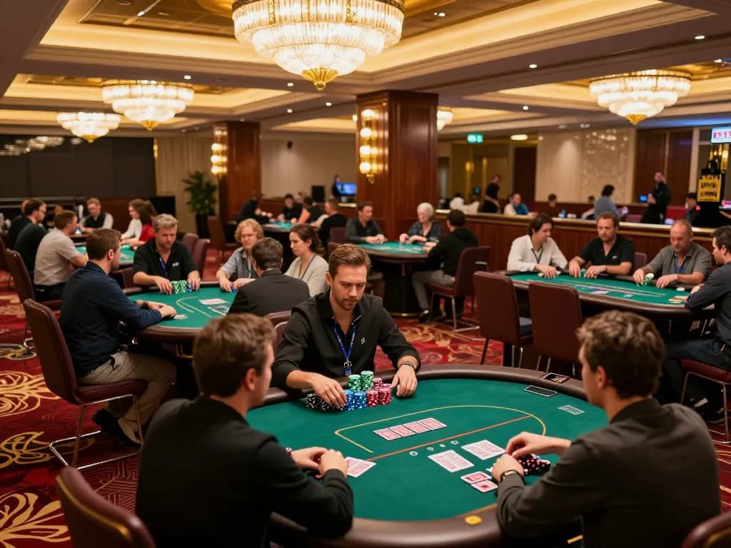 Spieler strategisieren mit dem Thema Immobilienmakler Frankfurt Ginnheim an einem gehobenen Pokertisch.