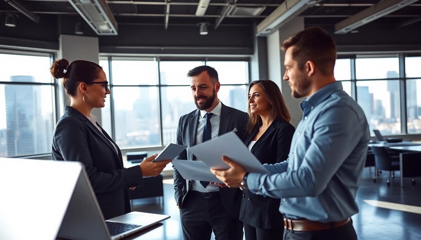 Headhunter Ingenieure working together in a modern office to discuss ideal candidates.