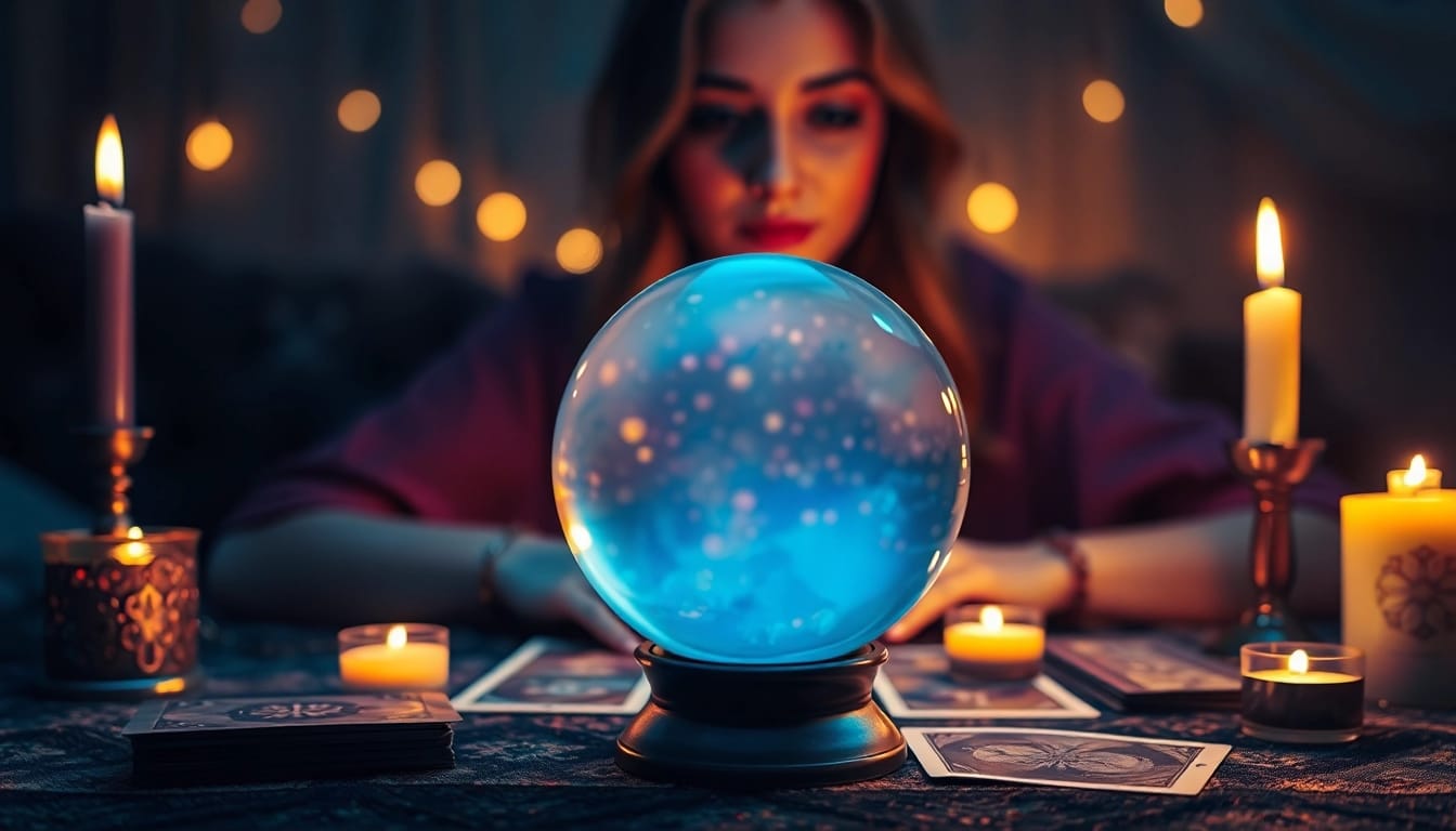Hellseher online bietet eine faszinierende Lesung mit Kristallkugel und Tarotkarten.