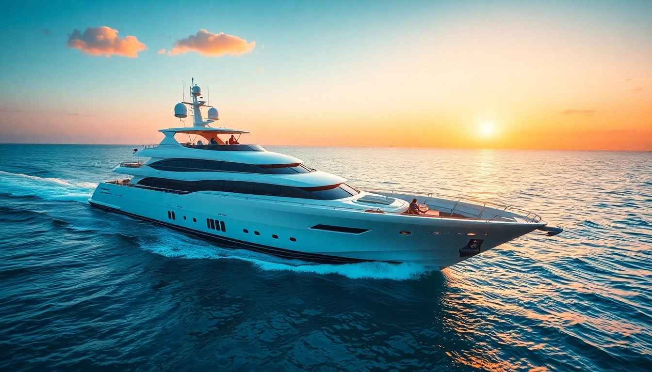 Segelnde Mega Lüfer Yachts glänzen im Sonnenuntergang auf türkisfarbenem Wasser.