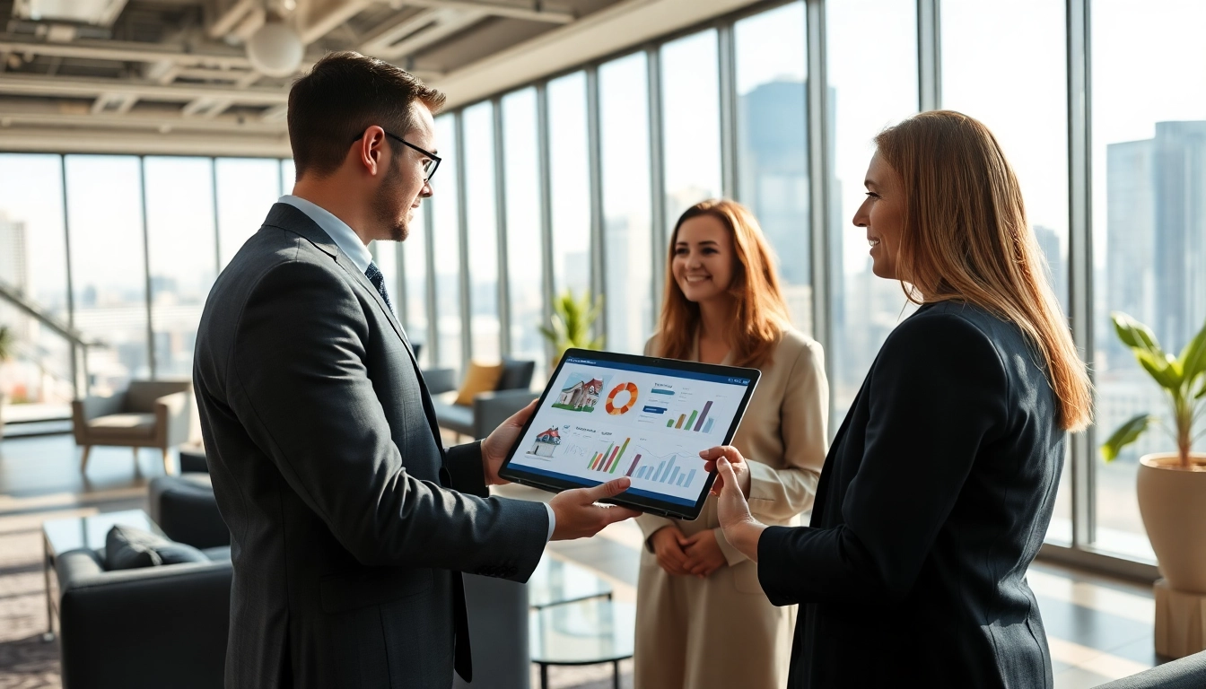 Immobilienmakler Frankfurt Preungesheim berät Kunden in modernem Büro mit digitalem Angebot.