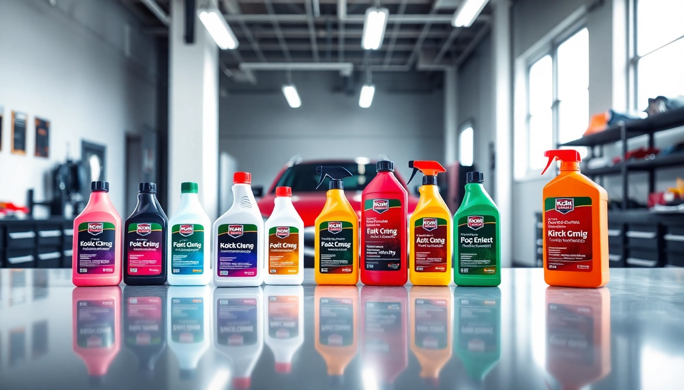 Koch Chemie Produkte präsentiert auf einem eleganten Arbeitsbereich, optimal für Fahrzeugpflege.
