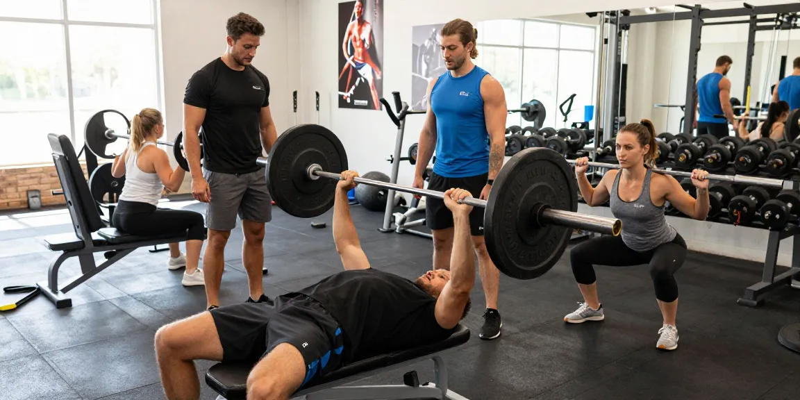 Deus Medical: Fitness-Enthusiasten im modernen Gym, die Anabolika sicher verwenden.