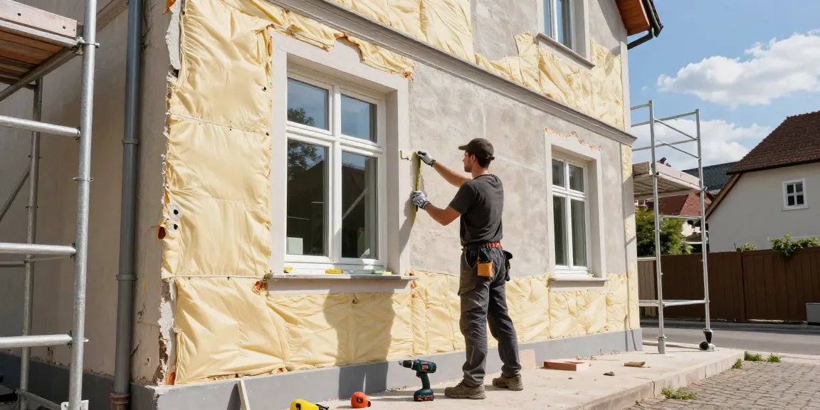 Experte für Altbausanierung Augsburg Renovierungsszene mit Dämmung und Fensteraufrüstungen.