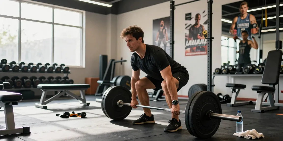Trainierender Bodybuilder im Anabolika Shop, intensive Workout-Szene mit Gewichten und Fitnessgeräten.