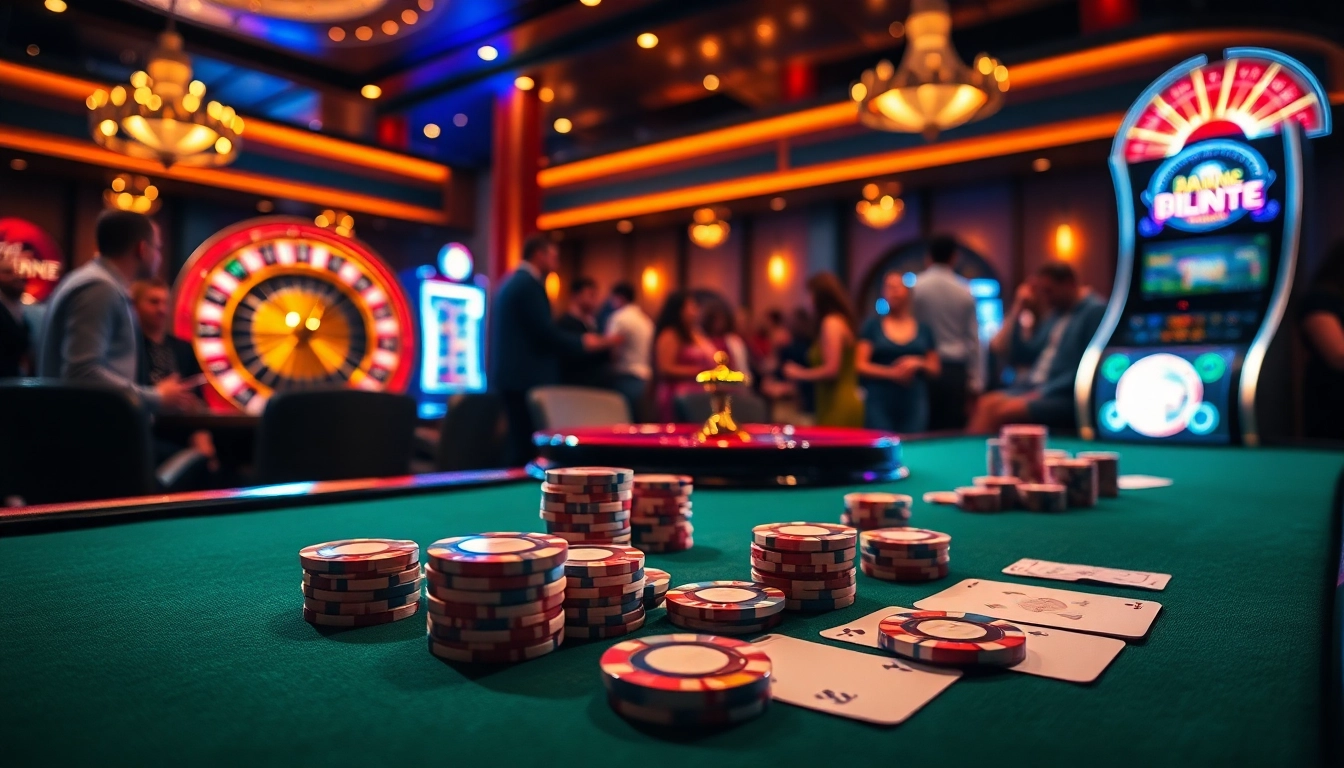 Players engaged in an exciting game at a BDTK1-themed poker table full of vibrant chips and cards.